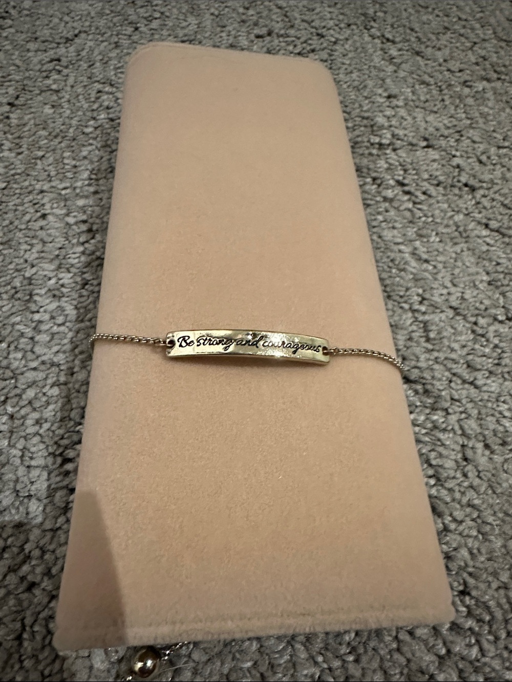 Gold Inspirational Bar Bracelet - "Be Strong and Courageous"